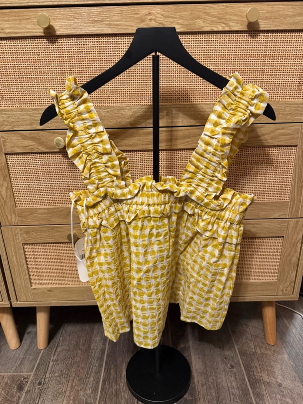 Yellow Ruffled Smocked Women's Top